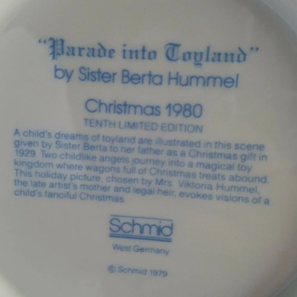 Vintage Bertha Hummel Plate Christmas 1980 PARADE INTO TOYLAND Ltd.Edition
